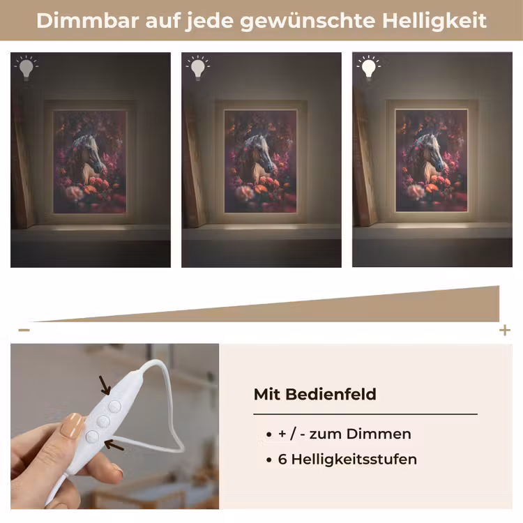Paard - Bloemen - Paars - Oranje - Dieren Light Box met kabel klein -USP_dimbaarDE