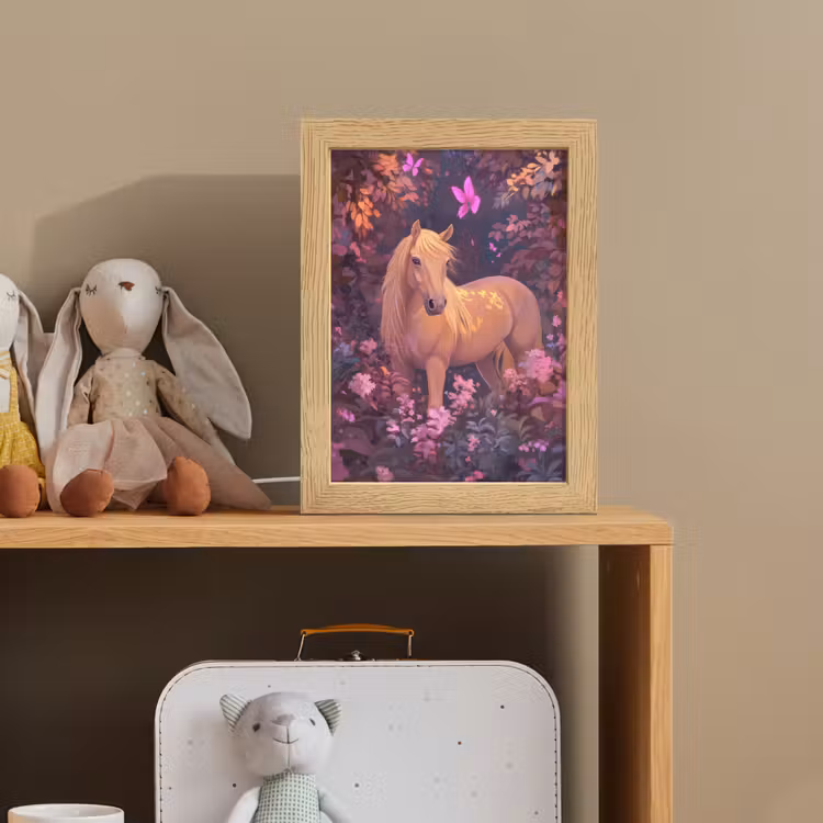 Paard - Bloemen - Paars - Vlinder Light Box met kabel klein -sfeer2_kind