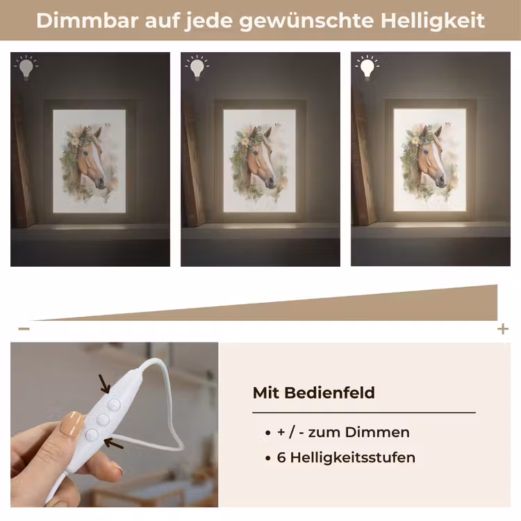 Paard - Bloemen - Natuur - Waterverf - Dieren Light Box met kabel klein -USP_dimbaarDE
