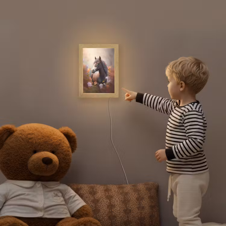 Paard - Bloemen - Natuur - Paars - Dieren Light Box met kabel klein -sfeer4a_kind