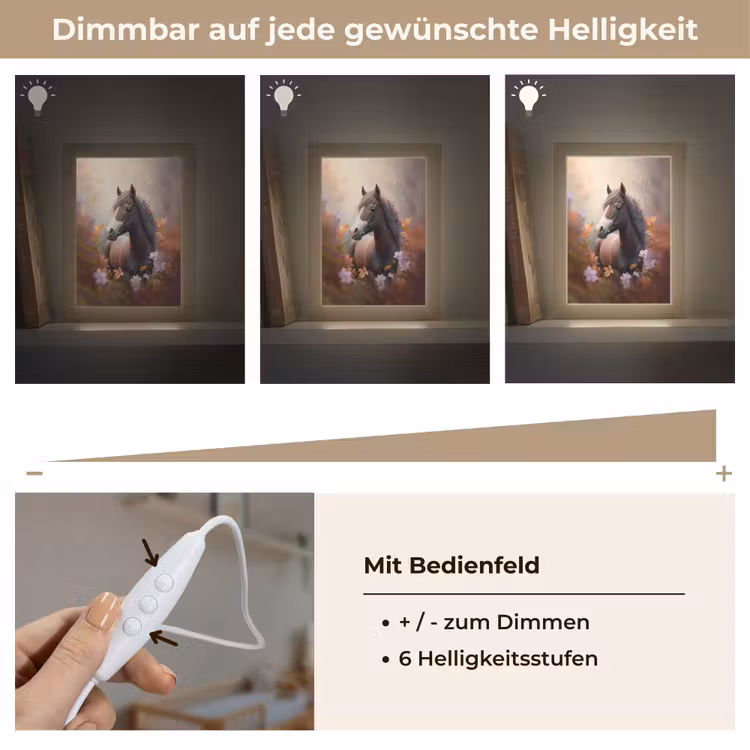 Paard - Bloemen - Natuur - Paars - Dieren Light Box met kabel klein -USP_dimbaarDE