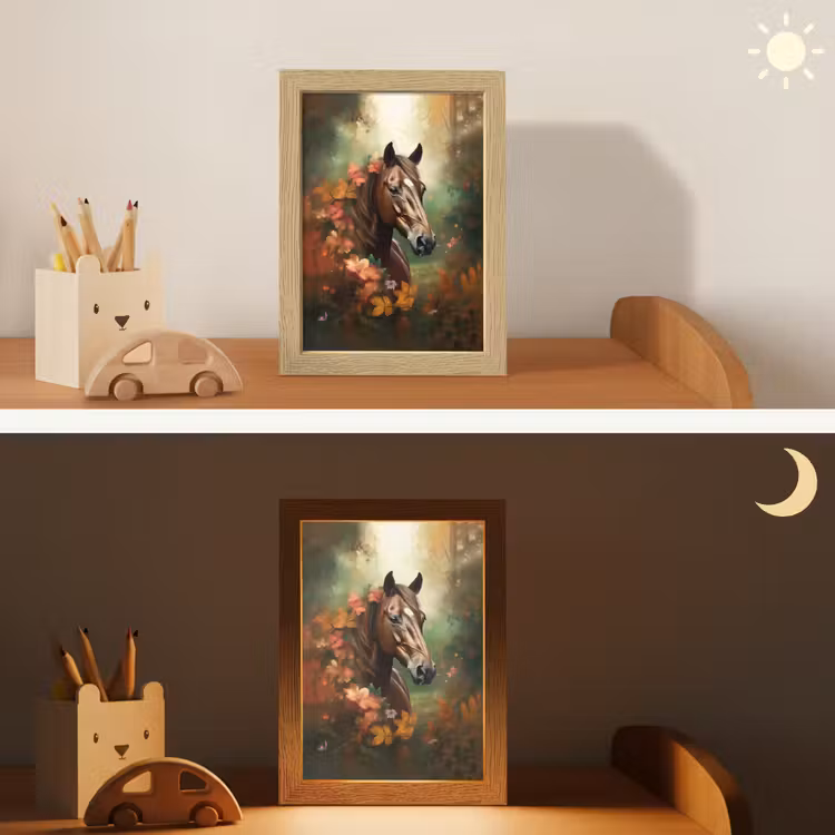 Paard - Bloemen - Natuur - Dieren - Bos - Oranje Light Box met kabel klein -sfeer3_kind