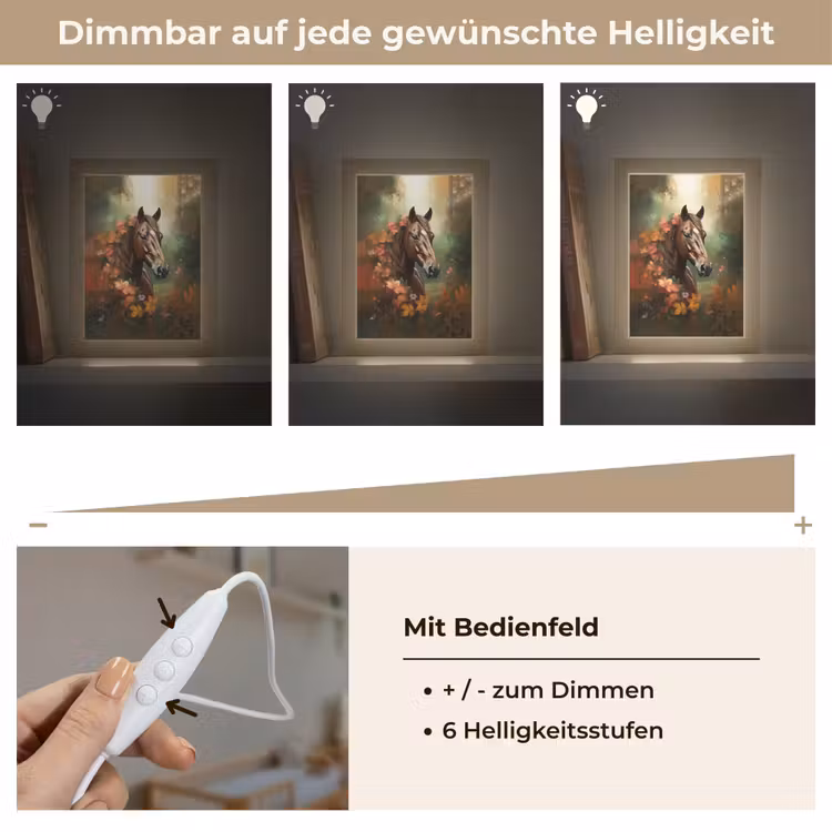 Paard - Bloemen - Natuur - Dieren - Bos - Oranje Light Box met kabel klein -USP_dimbaarDE