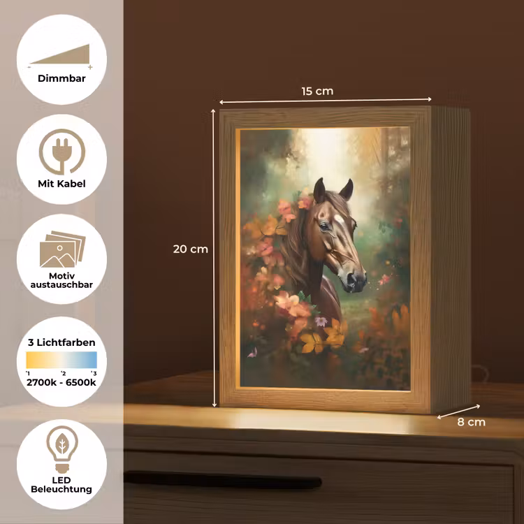 Paard - Bloemen - Natuur - Dieren - Bos - Oranje Light Box met kabel (Kinderlampje) klein -USP_websiteoverzichtDE