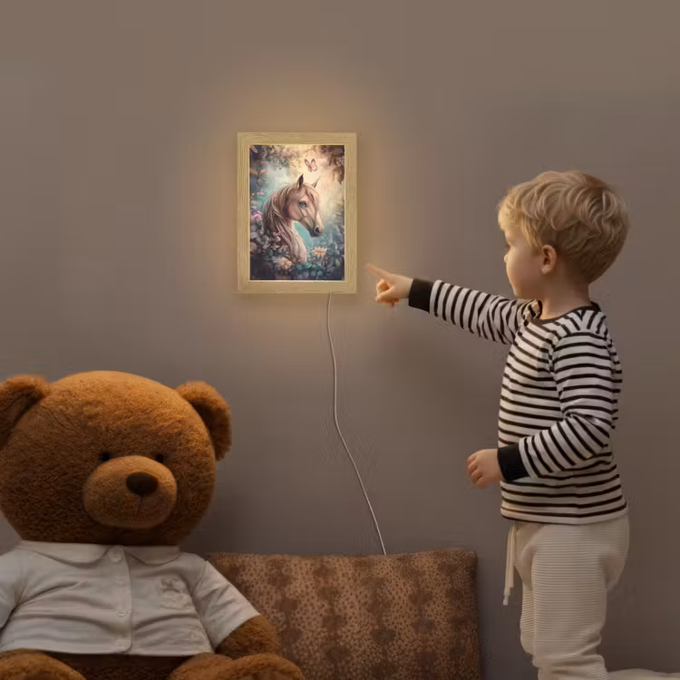 Paard - Bloemen - Vlinders Light Box met kabel klein -sfeer4a_kind