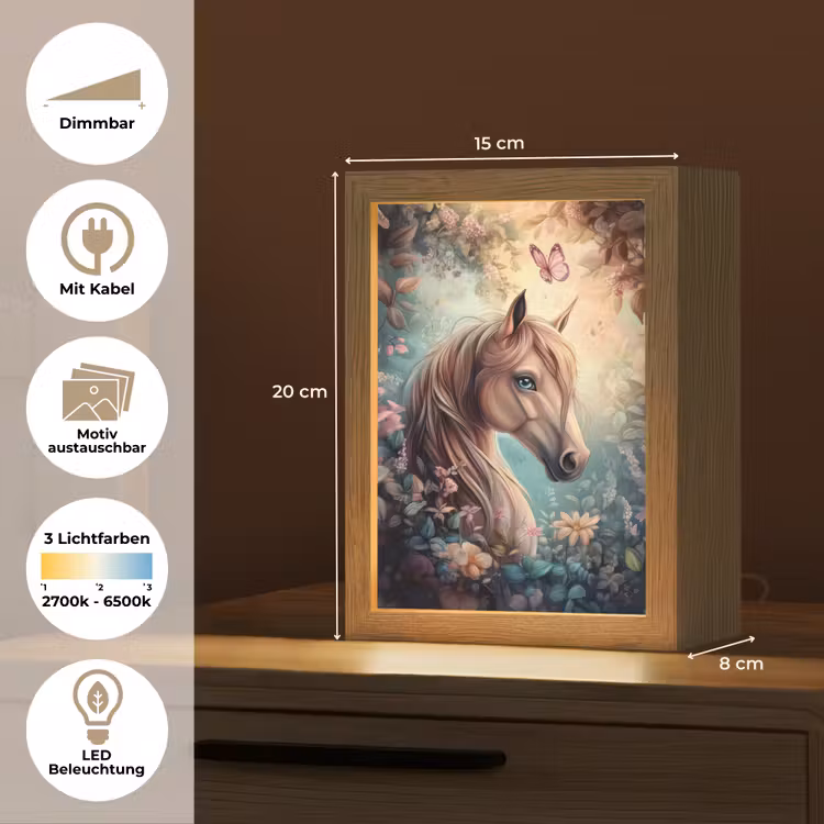 Paard - Bloemen - Vlinders Light Box met kabel (Kinderlampje) klein -USP_websiteoverzichtDE