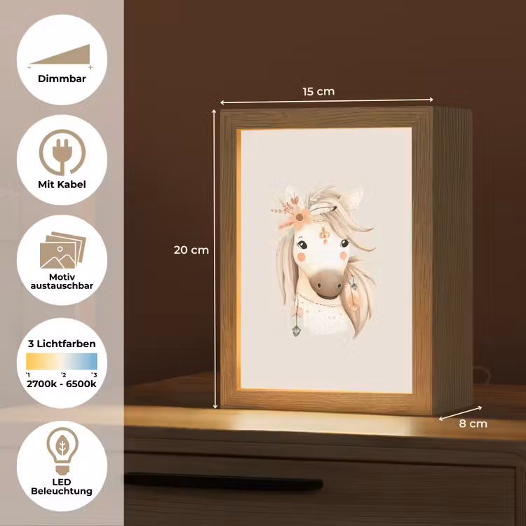Paard - Bohemian - Pastel Light Box met kabel (Kinderlampje) klein -USP_websiteoverzichtDE