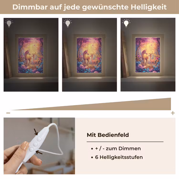 Paard - Hert - Sprookjesbos - Paars Light Box met kabel klein -USP_dimbaarDE