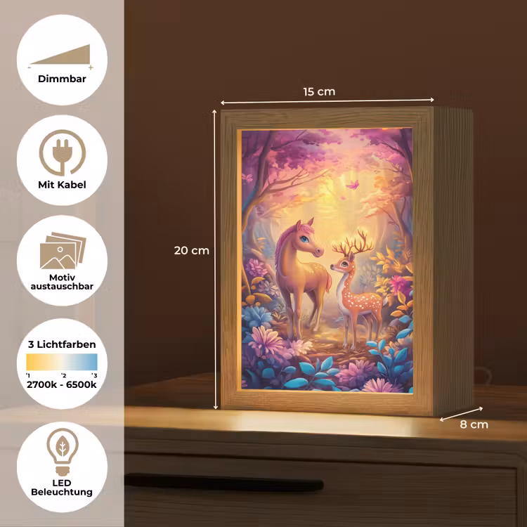 Paard - Hert - Sprookjesbos - Paars Light Box met kabel (Kinderlampje) klein -USP_websiteoverzichtDE
