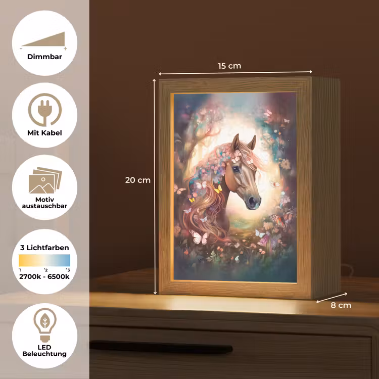 Paard - Natuur - Bloemen - Vlinders - Bos Light Box met kabel (Kinderlampje) klein -USP_websiteoverzichtDE