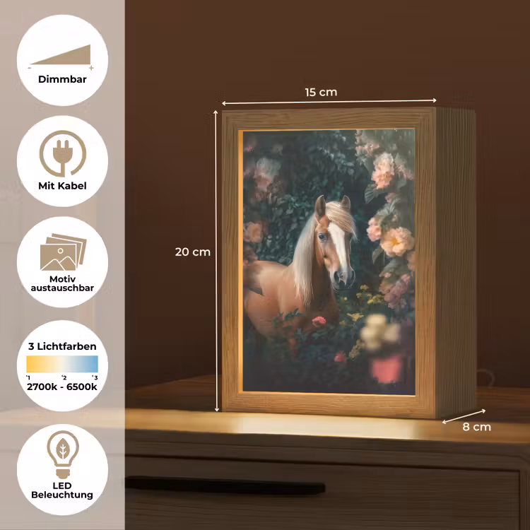 Paard - Natuur - Bloemen - Bos - Dieren Light Box met kabel (Kinderlampje) klein -USP_websiteoverzichtDE