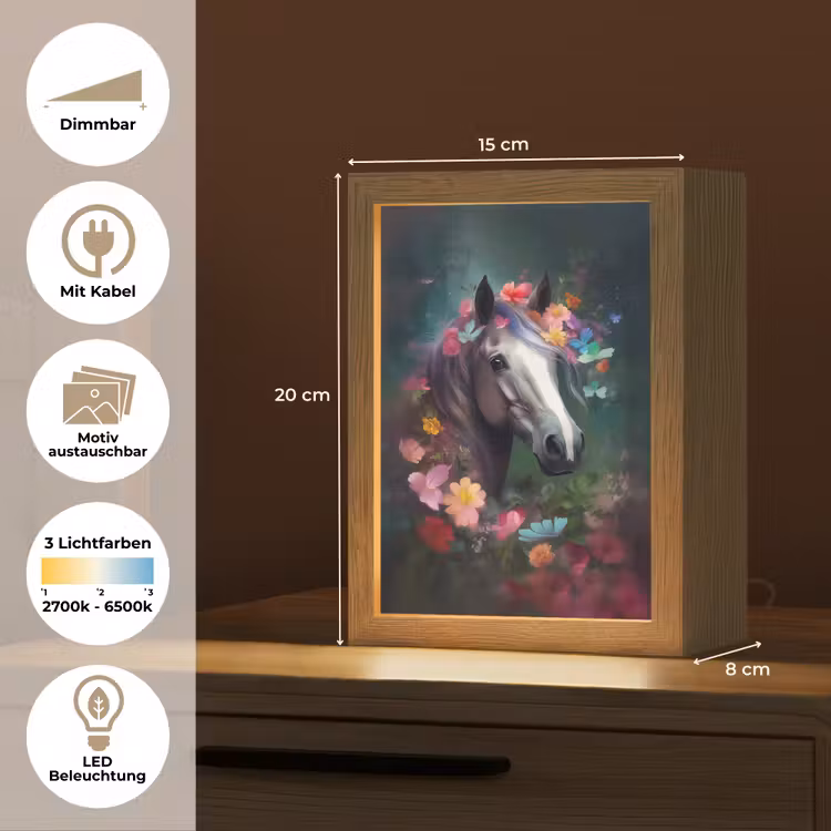 Paard - Natuur - Bloemen - Bos - Dieren Light Box met kabel (Kinderlampje) klein -USP_websiteoverzichtDE