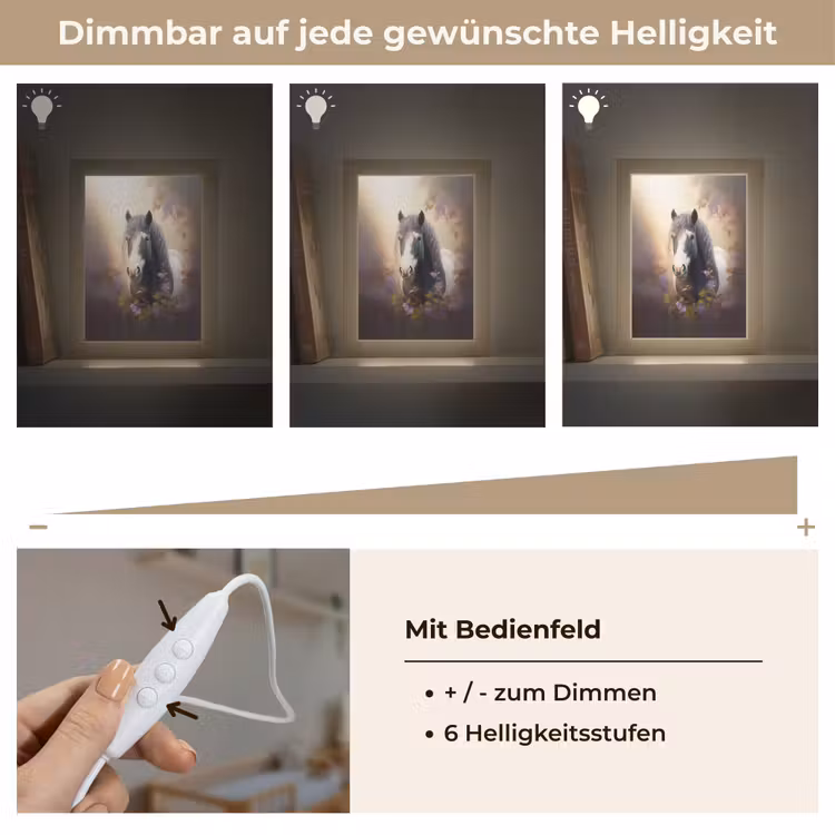 Paard - Natuur - Dieren - Bloemen - Paars Light Box met kabel klein -USP_dimbaarDE