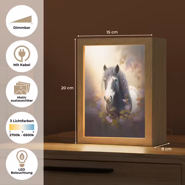 Paard - Natuur - Dieren - Bloemen - Paars Light Box met kabel (Kinderlampje) klein -USP_websiteoverzichtDE