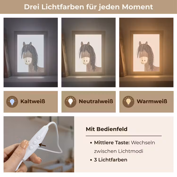 Paard - Dier - Pastel kleuren - Paarden Light Box met kabel klein -USP_lichtkleurDE