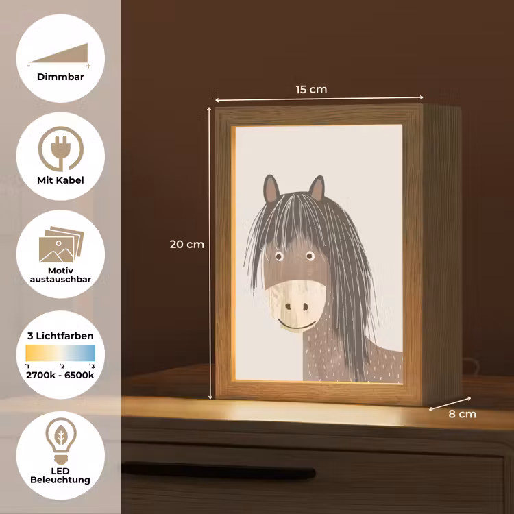 Paard - Dier - Pastel kleuren - Paarden Light Box met kabel (Kinderlampje) klein -USP_websiteoverzichtDE
