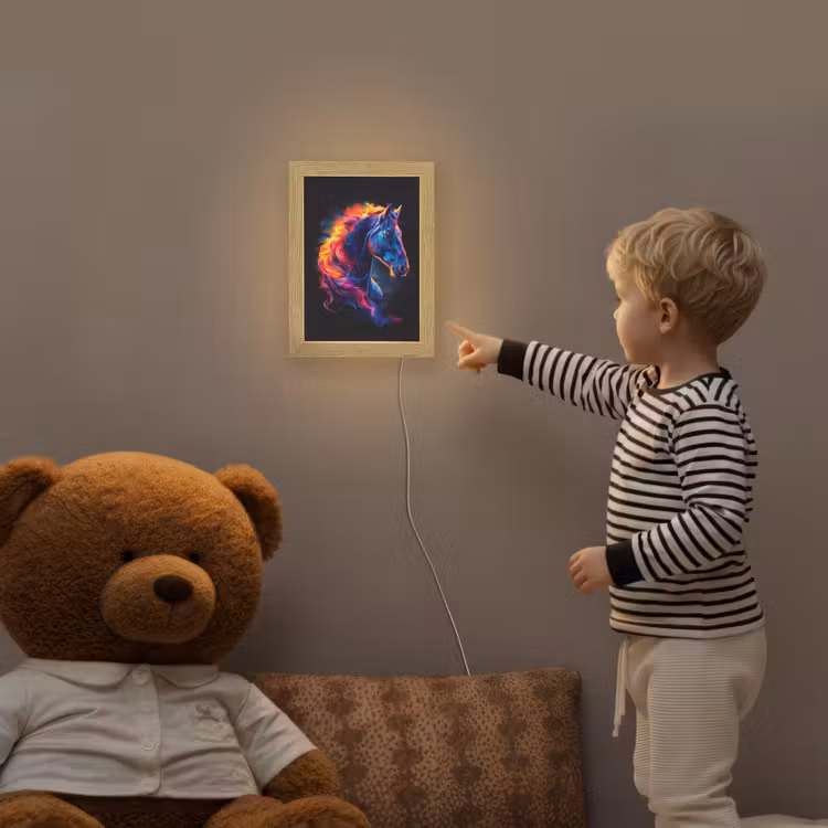 Paard - Dier - Rook - Zwart - Kleuren Light Box met kabel klein -sfeer4a_kind