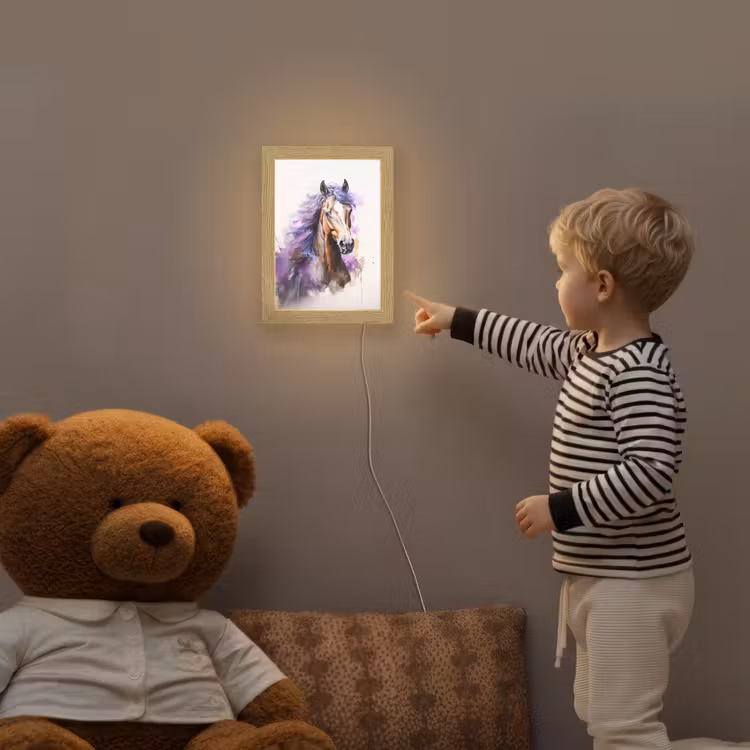 Paard - Dieren - Meiden - Paars - Bruin Light Box met kabel klein -sfeer4a_kind