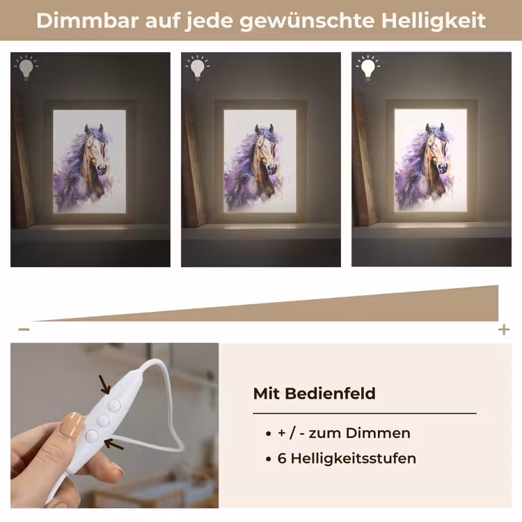 Paard - Dieren - Meiden - Paars - Bruin Light Box met kabel klein -USP_dimbaarDE