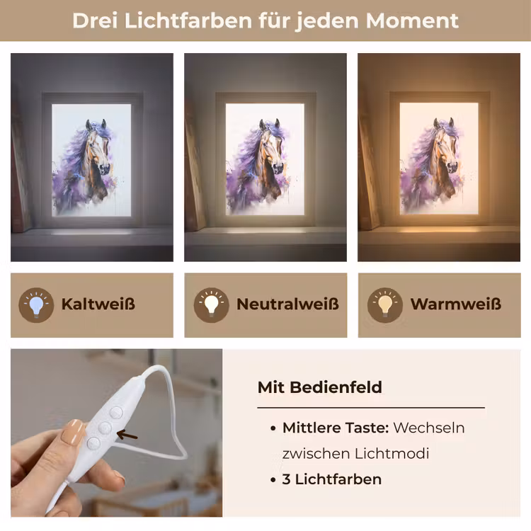 Paard - Dieren - Meiden - Paars - Bruin Light Box met kabel klein -USP_lichtkleurDE