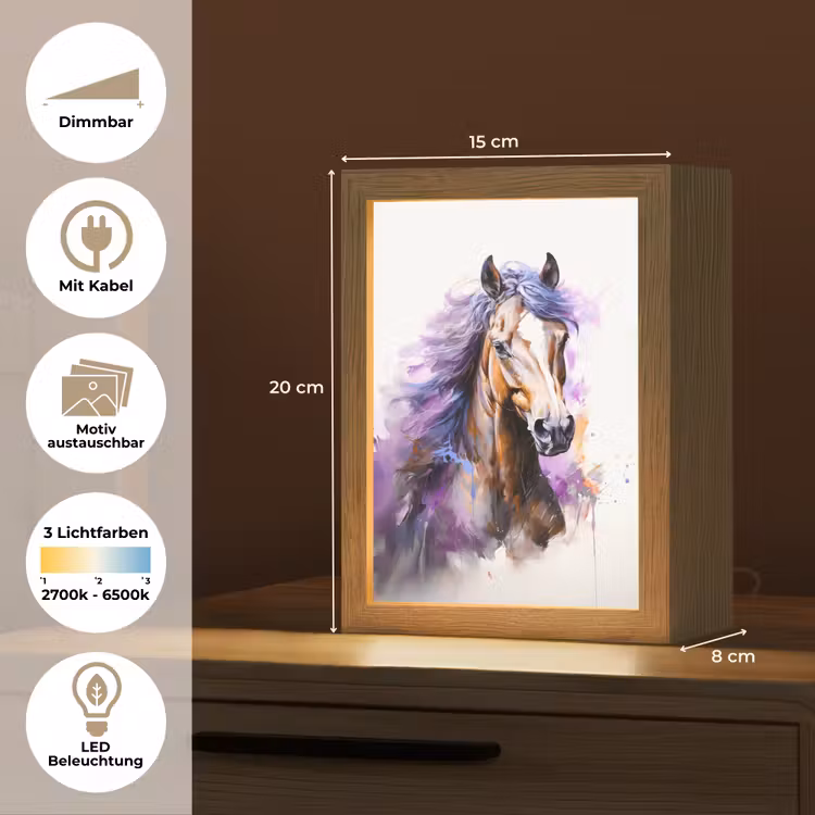 Paard - Dieren - Meiden - Paars - Bruin Light Box met kabel (Kinderlampje) klein -USP_websiteoverzichtDE
