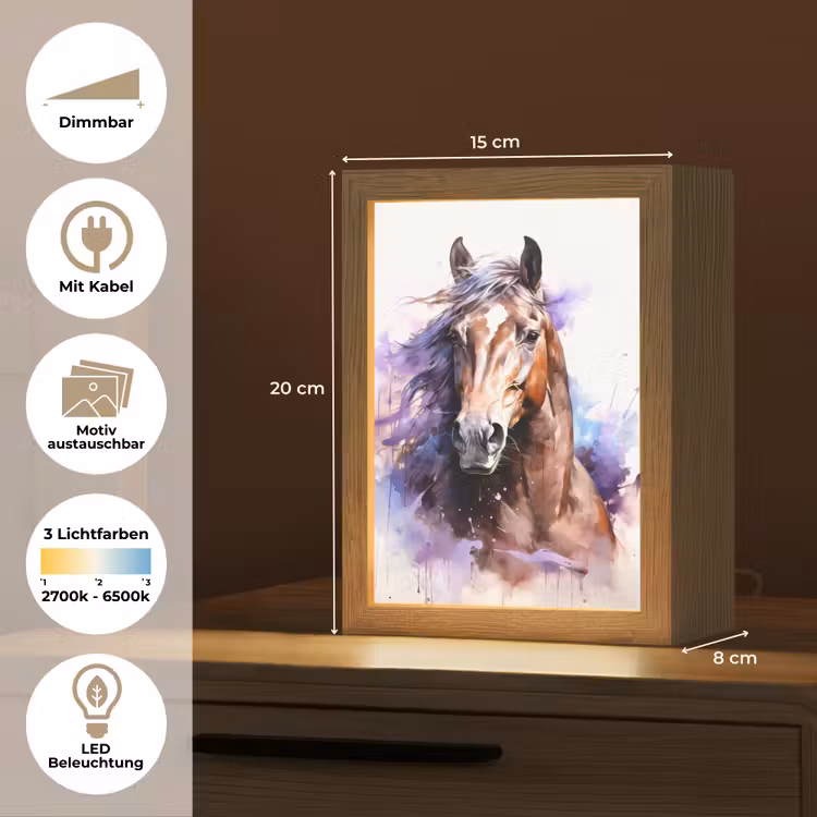 Paard - Dieren - Meisjes - Paars - Bruin Light Box met kabel (Kinderlampje) klein -USP_websiteoverzichtDE