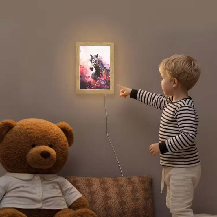 Paard - Dieren - Meisje - Roze Light Box met kabel klein -sfeer4a_kind