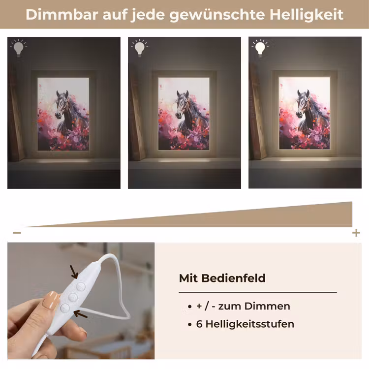 Paard - Dieren - Meisje - Roze Light Box met kabel klein -USP_dimbaarDE