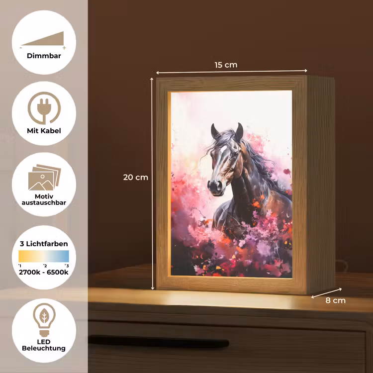 Paard - Dieren - Meisje - Roze Light Box met kabel (Kinderlampje) klein -USP_websiteoverzichtDE
