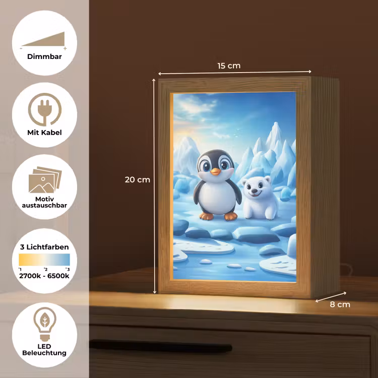 Pinguïn - IJsbeer - IJs - Sneeuw Light Box met kabel (Kinderlampje) klein -USP_websiteoverzichtDE