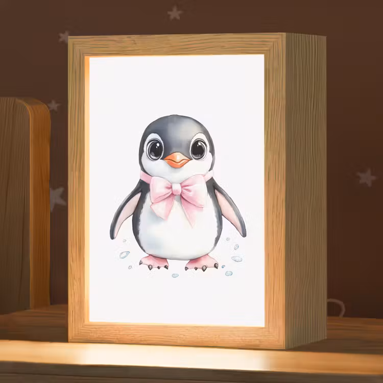 Pinguïn - Strikje - Roze - Dier Light Box met kabel klein -zzz_3d_website