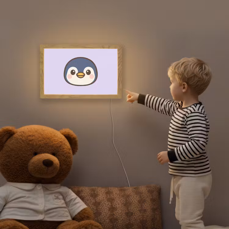 Pinguïn - Paars - Schattig Light Box met kabel klein -sfeer4a_kind