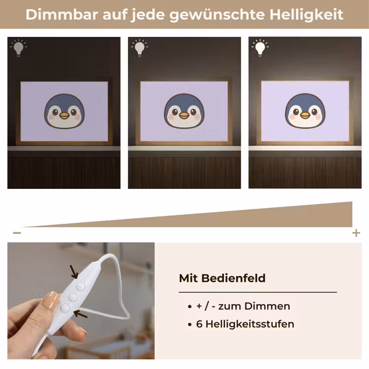 Pinguïn - Paars - Schattig Light Box met kabel klein -USP_dimbaarDE