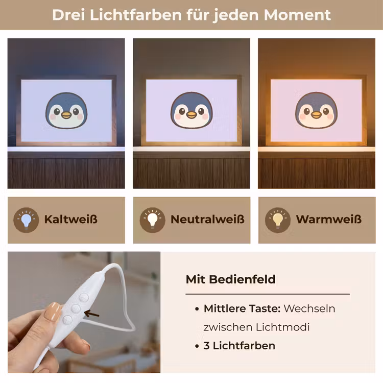 Pinguïn - Paars - Schattig Light Box met kabel klein -USP_lichtkleurDE