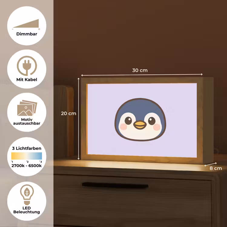 Pinguïn - Paars - Schattig Light Box met kabel (Kinderlampje) klein -USP_websiteoverzichtDE