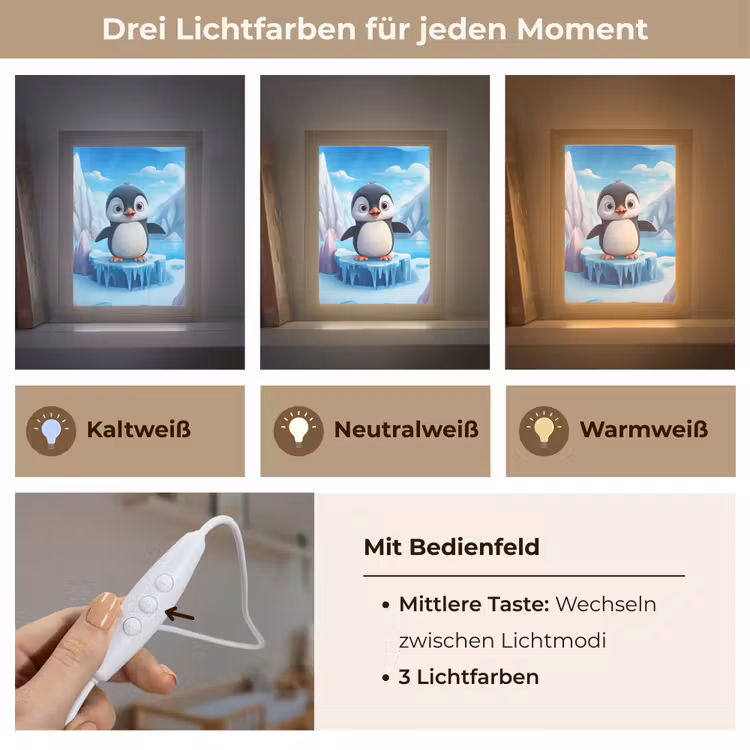 Pinguïn - Meisjes - Pooldieren - Kinderen Light Box met kabel klein -USP_lichtkleurDE