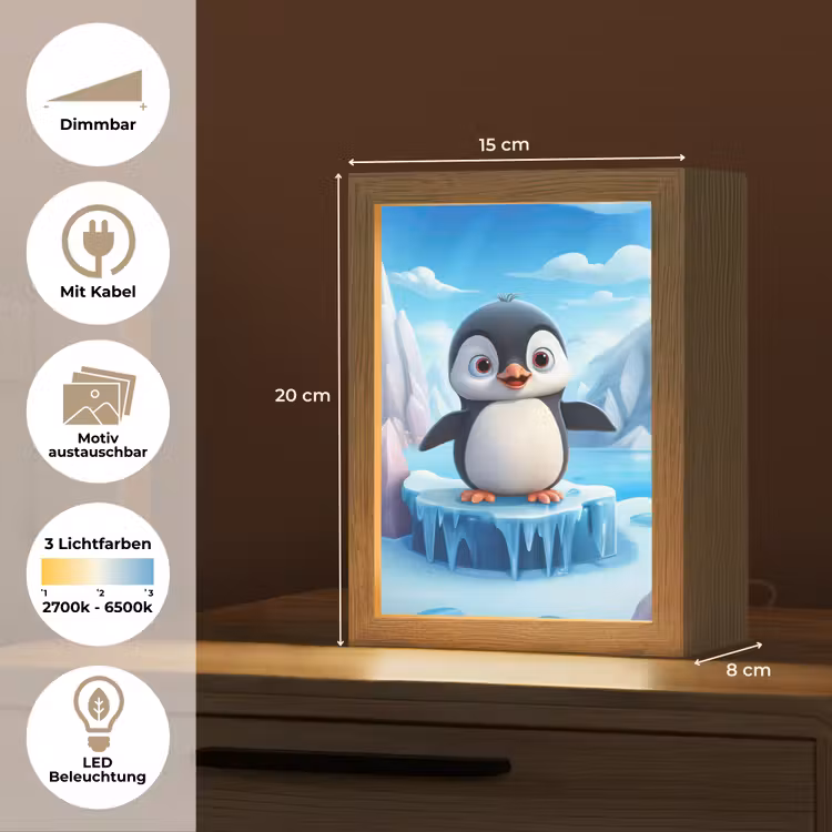 Pinguïn - Meisjes - Pooldieren - Kinderen Light Box met kabel (Kinderlampje) klein -USP_websiteoverzichtDE