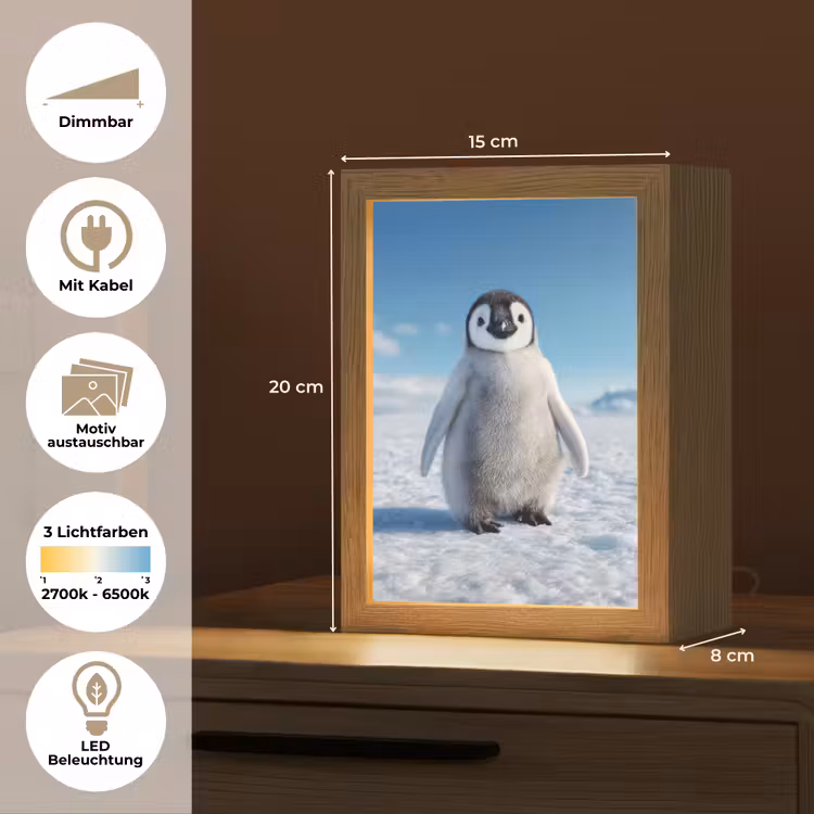 Pinguïn - Sneeuw - Landschap - Wit Light Box met kabel (Kinderlampje) klein -USP_websiteoverzichtDE