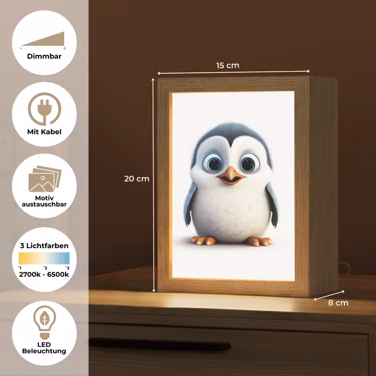 Pinguïn - Dieren - Meisjes - Kind - Jongens Light Box met kabel (Kinderlampje) klein -USP_websiteoverzichtDE