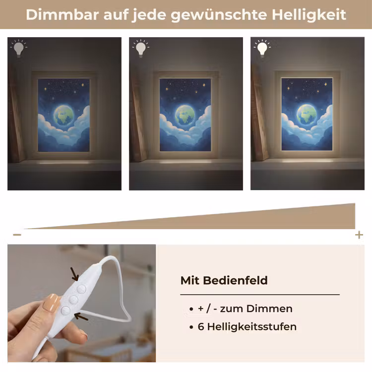 Planeet - Wolken - Sterren - Blauw Light Box met kabel klein -USP_dimbaarDE