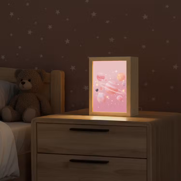 Planeten - Roze - Sterren Light Box met kabel klein -sfeer1_kind