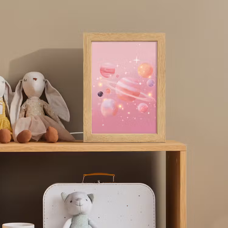 Planeten - Roze - Sterren Light Box met kabel klein -sfeer2_kind