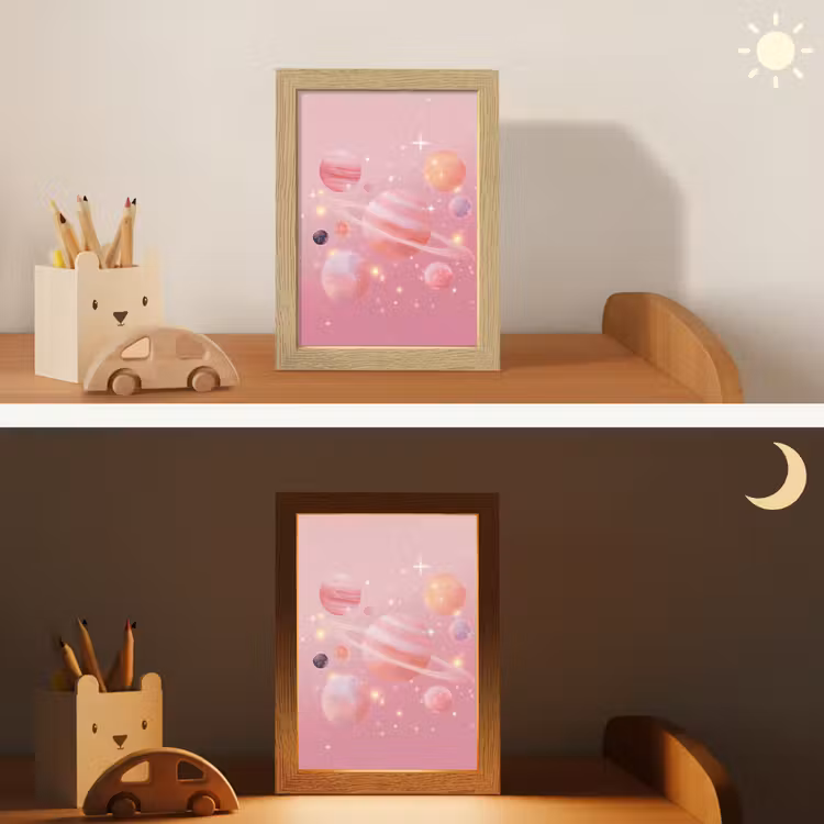 Planeten - Roze - Sterren Light Box met kabel klein -sfeer3_kind