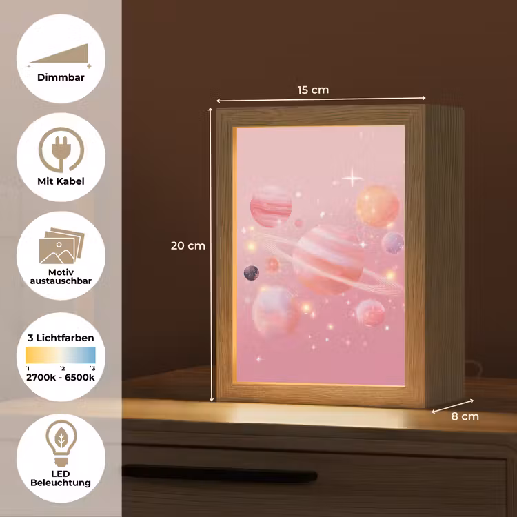 Planeten - Roze - Sterren Light Box met kabel (Kinderlampje) klein -USP_websiteoverzichtDE