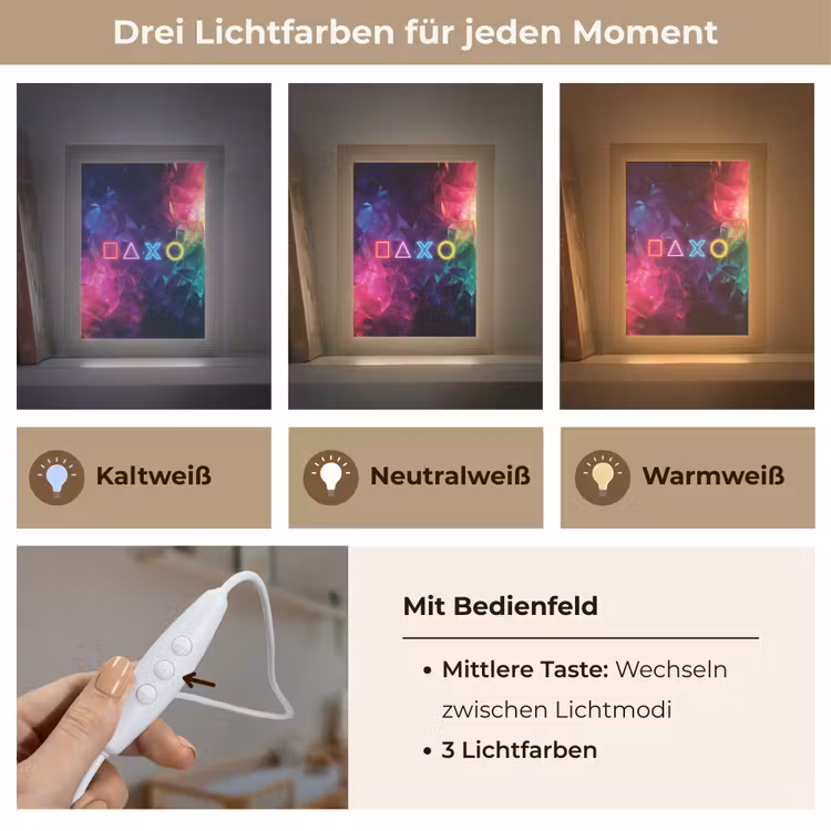 Playstation - Kleurrijk - Abstract - Neon Light Box met kabel klein -USP_lichtkleurDE