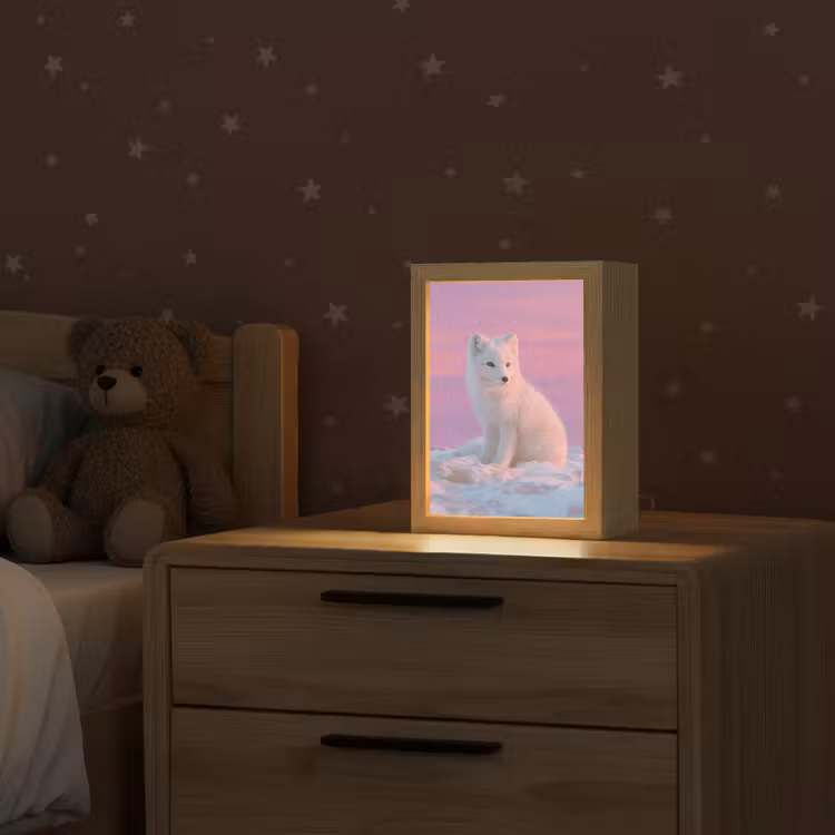 Poolvos - Sneeuw - Roze Light Box met kabel klein -sfeer1_kind