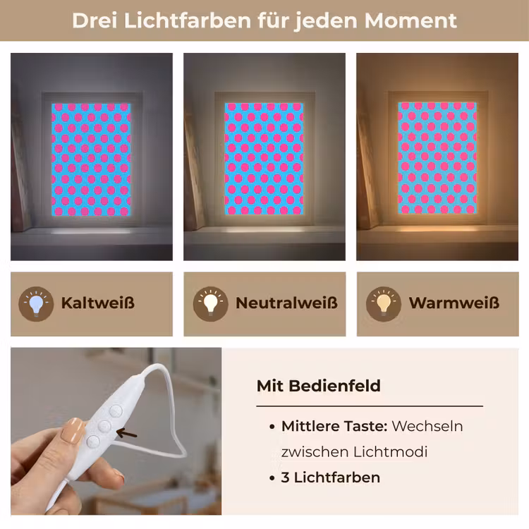 Stippen - Klassiek - Roze Light Box met kabel (Kinderlampje) klein 904 -USP_lichtkleurDE