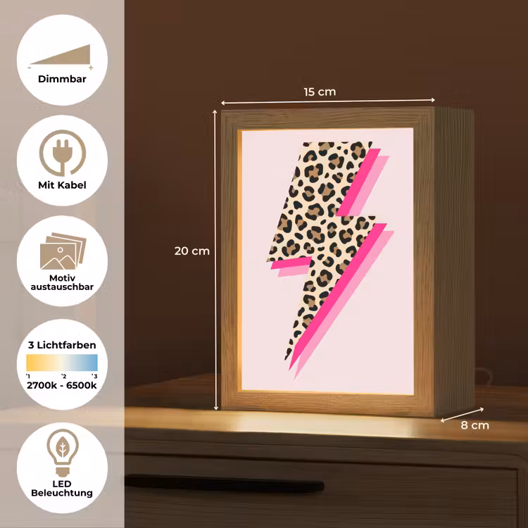 Stippen - Roze - Bliksem Light Box met kabel (Kinderlampje) klein -USP_websiteoverzichtDE
