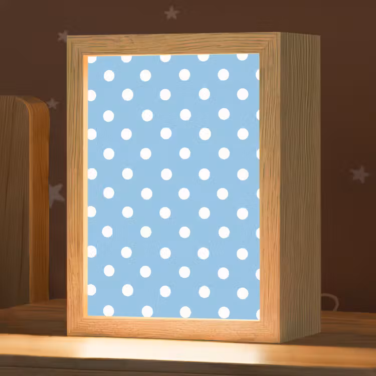 Polka - Dots - Blauw Light Box met kabel (Kinderlampje) klein 904 -zzz_3d_website