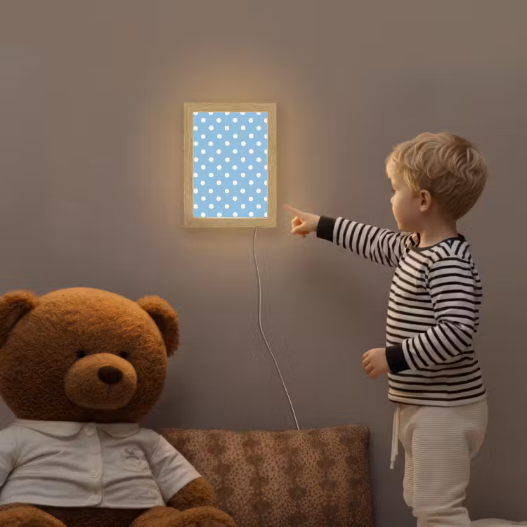 Polka - Dots - Blauw Light Box met kabel (Kinderlampje) klein 904 -sfeer4a_kind